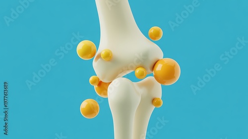 Human knee joint, 3D illustration, bone anatomy, arthritis, inflamed joint