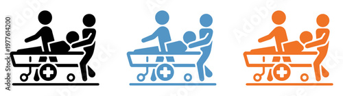medical stretcher patient icon black white