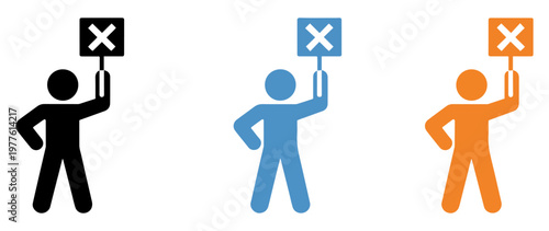 people holding rejection sign icon illustration