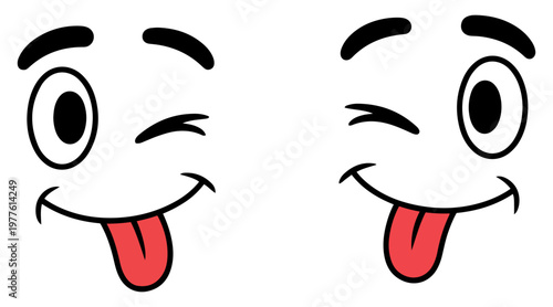 winking tongue out cartoon face icon