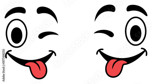 winking tongue out cartoon face icon