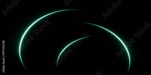 Abstract cyan neon arcs glowing futuristic light background