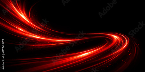 Abstract Red Light Trails Neon Energy Wave Background