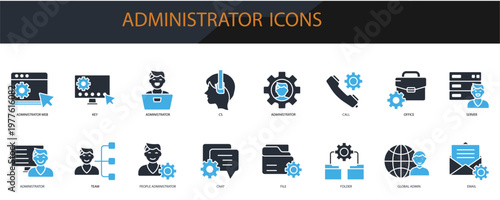 administrator icons set minimalist flat style design, administrator set Vector illustration  on white background
