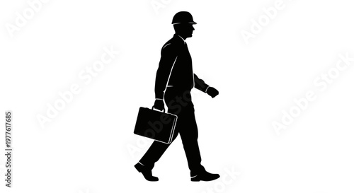 Businessman walking, silhouette, briefcase, professional, office worker
