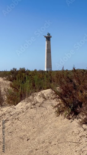Blick auf den Faro de Jandia, Leuchtturm am Strand von Jandia auf Fuerteventura