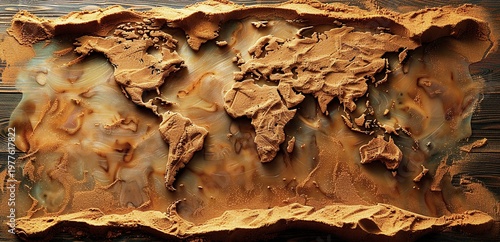 Backgrounds for photography are made of stones, sand and resin, in different colors and shades, in the form of a world map.,Generated by AI