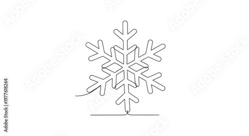 Minimalist Snowflake Line Art Icon