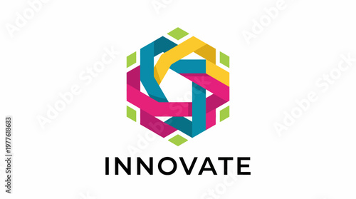 An eye-catching abstract illustration exhibiting intertwined colors and shapes, conveying themes of innovation, creativity, and progress within the modern world.