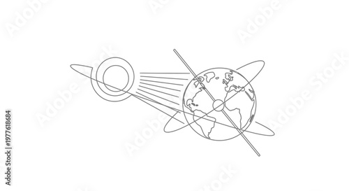 Abstract sun rays illuminating planet earth, global energy concept