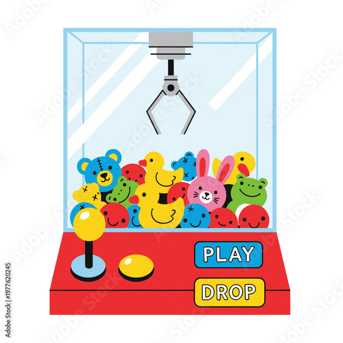 Claw machine arcade game with plush toys