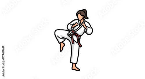 Woman practicing martial arts character  icon vector . white background