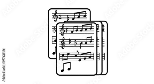 Musical partiture sheets icon vector . white background
