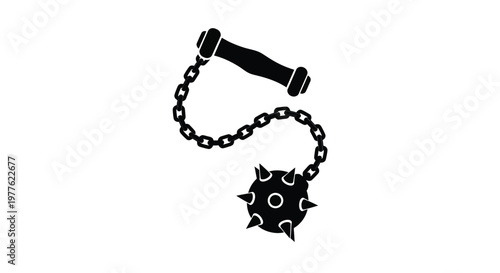 Black flail weapon with spiked ball a striking silhouette