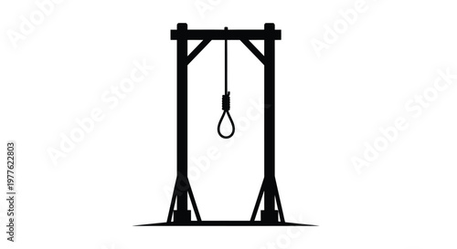 Dark depiction of a gallows with a noose stark silhouette