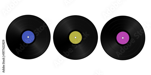 Vinyl record set retro music collection classic audio discs vintage style