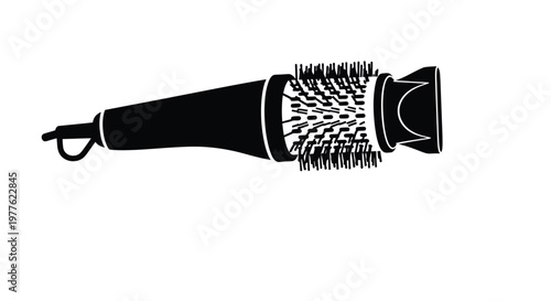 Black hairbrush with a handle and bristles a striking silhouette