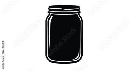 Simple black mason jar illustration against a white background silhouette