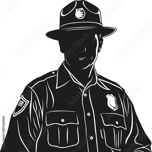 Dedicated Law Enforcement Professional Wearing Official Uniform with Ranger Style Hat