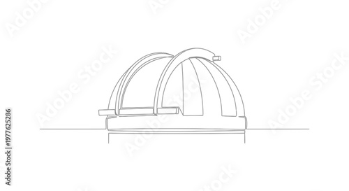 Minimalist Observatory Dome Outline Drawing