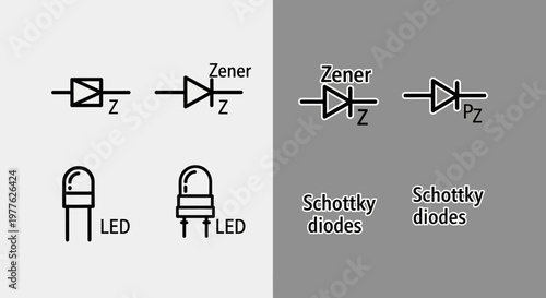 Electronic component symbols for diodes.