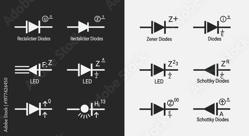 Electronic diode circuit symbols.