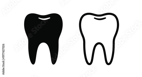 Two contrasting tooth icons one dark and one light as a silhouette