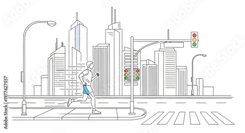 Man running in the city streets.
