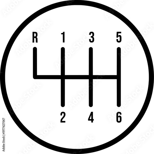 Manual Gear Shift Pattern Icon 6 Speed Transmission Vector Illustration