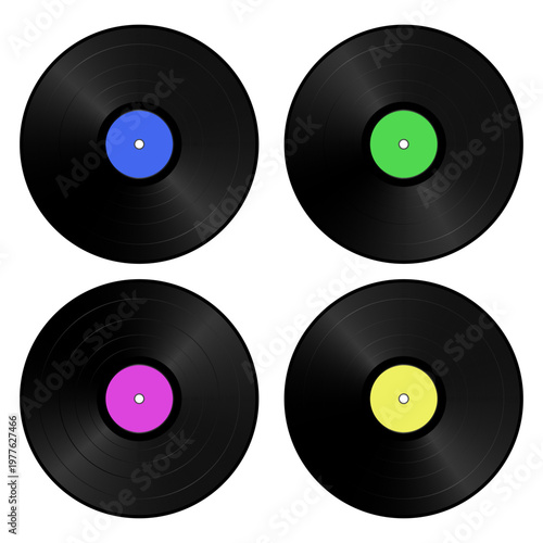 Vinyl record set classic retro music collection analog audio discs