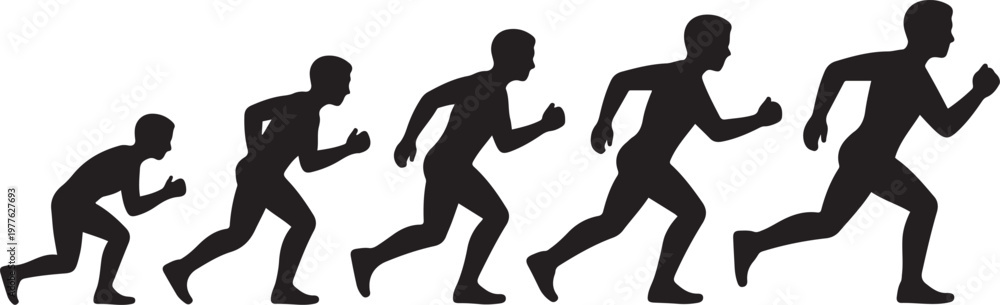 Fototapeta premium silhouette of a sequence of steps starting to run. black icon drawing vector