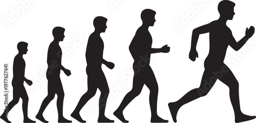 silhouette of a sequence of steps starting to run. black icon drawing vector