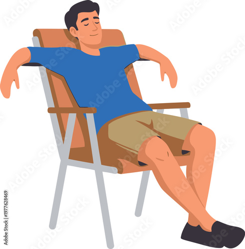 A man relaxing in a comfortable outdoor chair on a sunny day