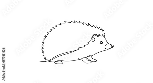 Minimalist One Line Drawing of a Hedgehog