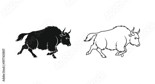 Yak Symbolism: Ancient Mythical & Modern Art Depictions Vector