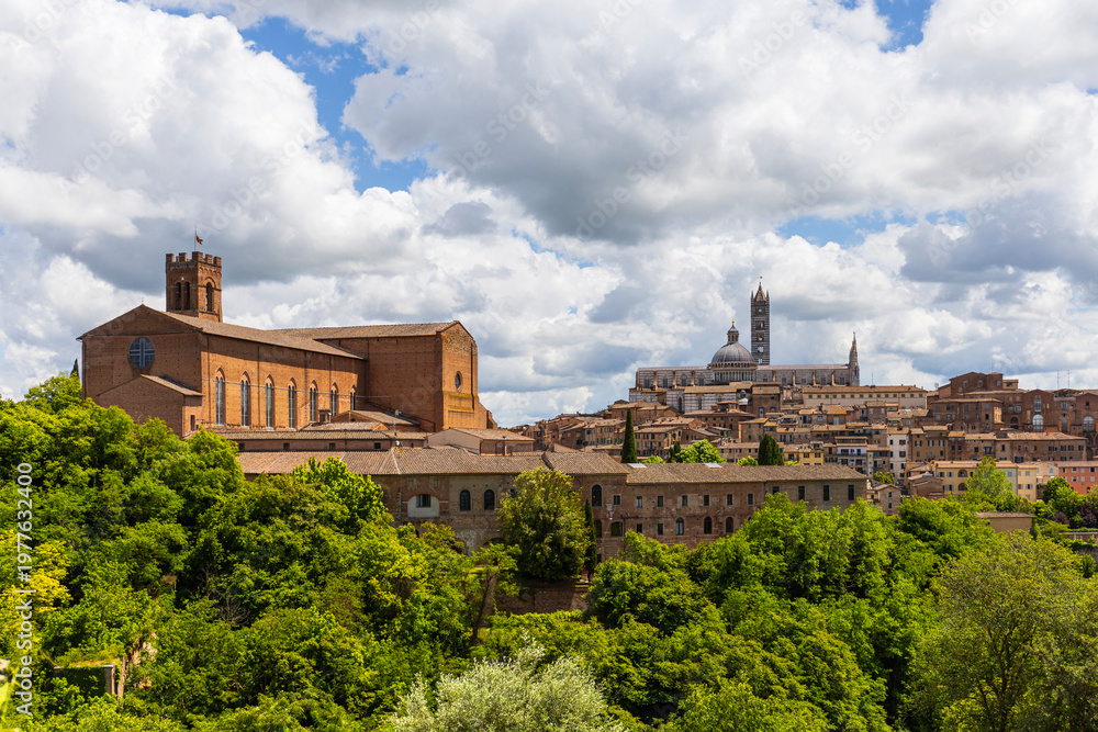 Fototapeta premium Panoramic View of Historic Siena Skyline, Italy