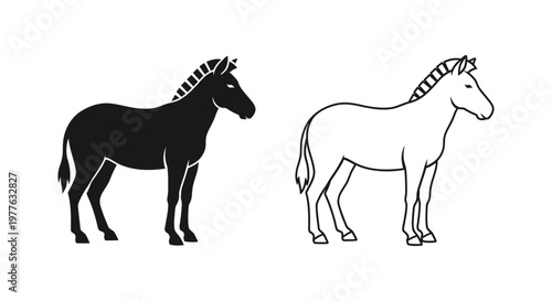Ancient Horse vs Donkey: Mythical Beast Comparison Vector