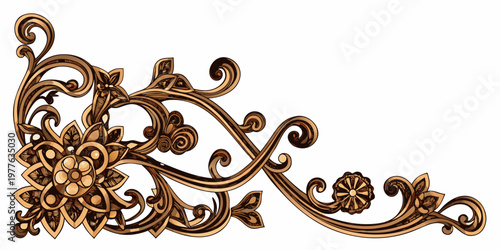 Intricate golden corner design featuring floral and scrollwork elements