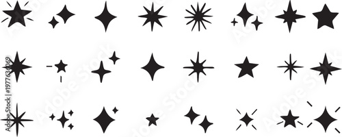 Twinkling Celestial Ornaments: An array of charming star illustrations. They bring an element of elegance and wonder to any setting, evoking dreams, aspirations, and the infinite beauty of the cosmos.