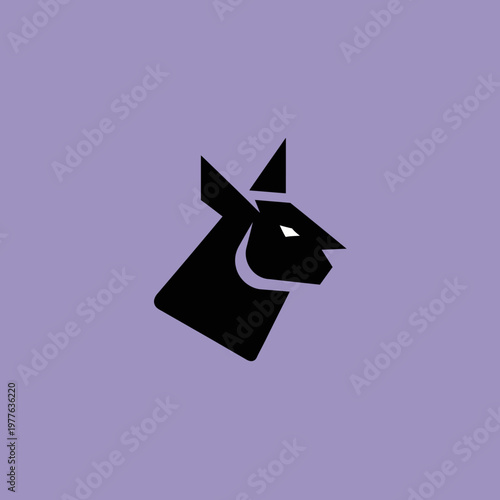 Stylized Black Wolf Head Silhouette Logo Design.