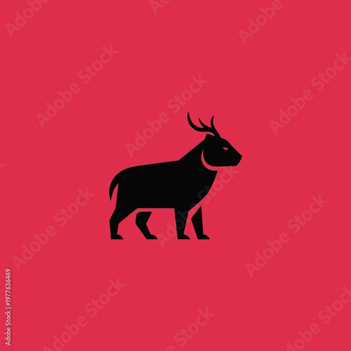 Minimalist Silhouette of a Black Antelope Standing Proudly.