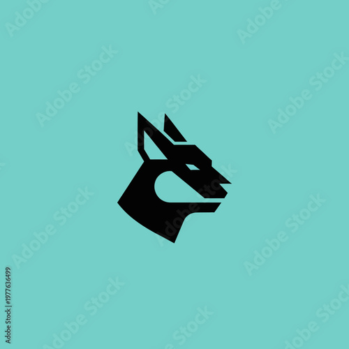 Stylized Black Wolf Head Logo Design.