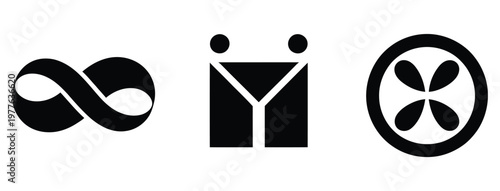 Infinity logo icon, minimal vector symbol of infinite loop, modern design for business branding, apps, websites, and conceptual graphics representing infinite possibilities.