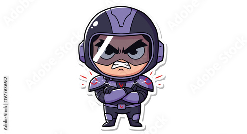 Angry Cartoon Astronaut Character in Space Suit, Vector Illustration