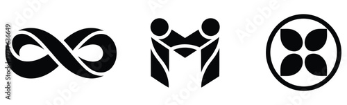 Infinity logos icon, vector illustration of endless loop and Möbius symbols, clean flat and outline design representing continuity, eternity, and limitless potential, suitable for branding, technology