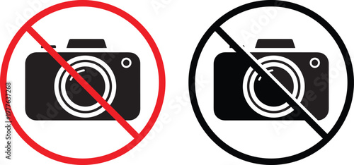 Two camera icons with diagonal lines indicating no photography allowed