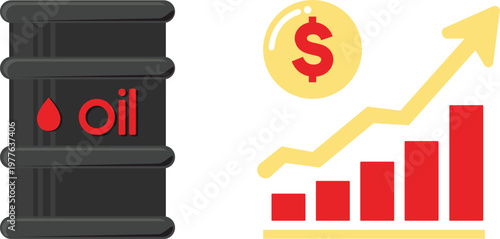 Increasing Fuel Cost and Petroleum Market, Oil Price Increasing Chart with Barrel