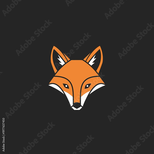 Stylized Orange Fox Head Logo Design.