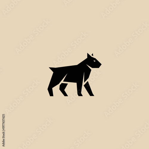 Minimalist Black Dog Silhouette Icon.