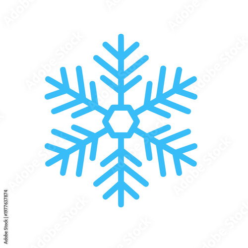 Minimal snowflake icon with simple symmetrical branches. Clean flat SVG design ideal for winter themes, weather apps, seasonal graphics, holiday design, and cold environment visuals.